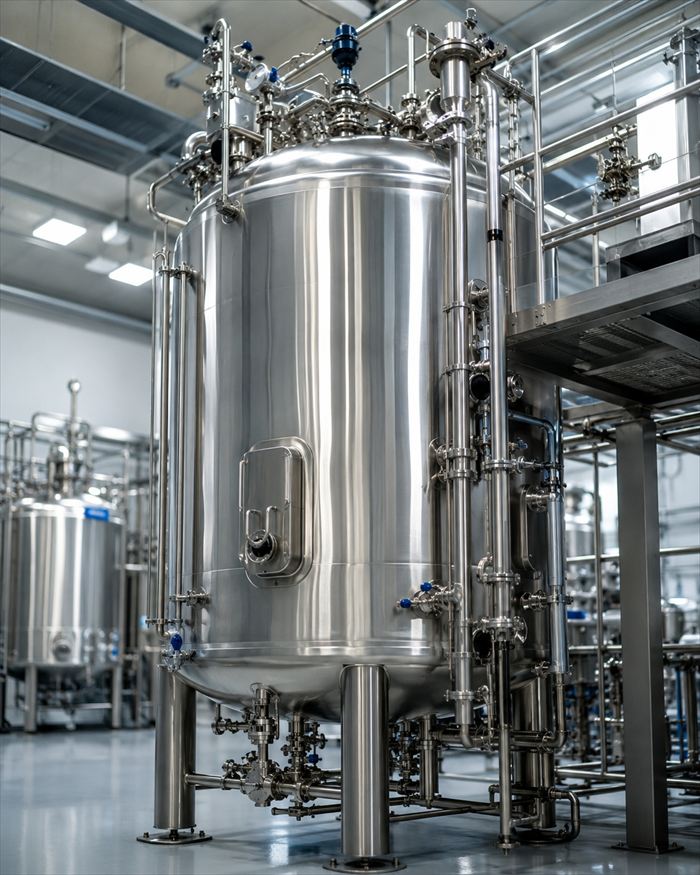 Stainless bioprocessing vessel